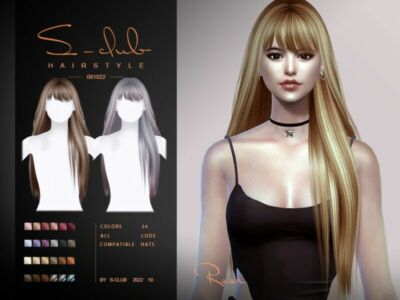 Long Straight Shine Hair With Bangs(Rose081022)By S-Club By S-Club Sims 4 CC