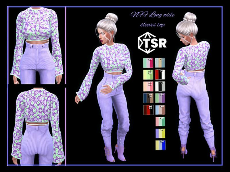 Long Wide Sleeves TOP By Nadiafabulousflow Sims 4 CC