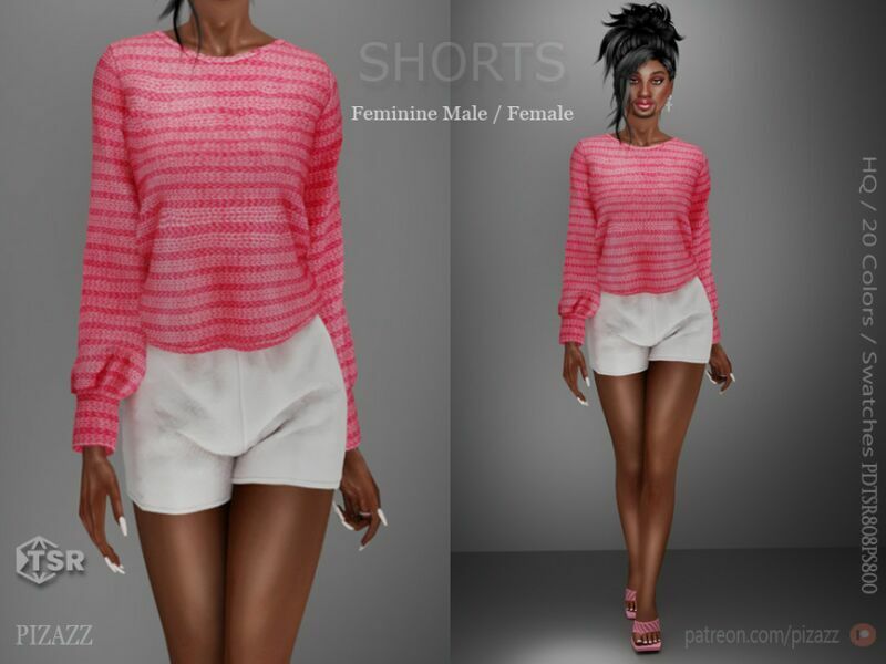 Loose FIT Cotton Shorts By Pizazz Sims 4 CC