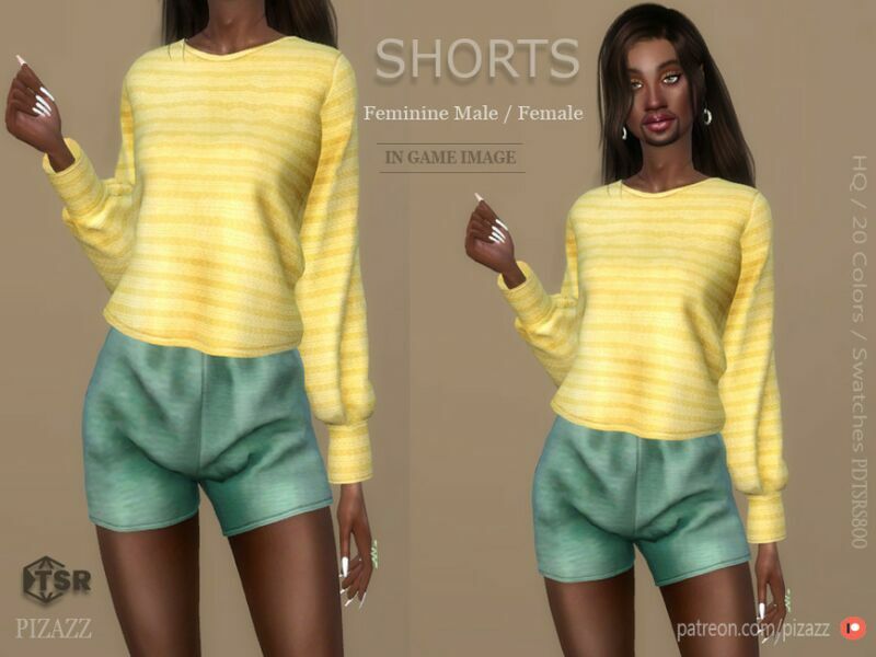 sims 4 cc loose fit cotton shorts by pizazz 2