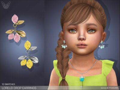 Lorelei Drop Earrings For Toddlers By Feyona Sims 4 CC