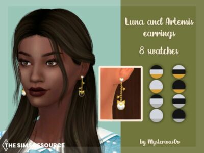 Luna And Artemis Earrings By Mysteriousoo Sims 4 CC