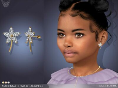 Madonna Flower Earrings For Kids By Feyona Sims 4 CC