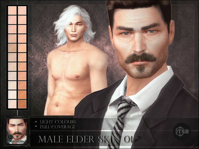 ‘Male Elder Skin 01 – Light Colours / Skintones’ Sims 4 CC