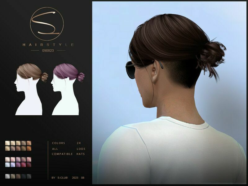 Male Hair With BUN (TOM090823) By S-Club Sims 4 CC