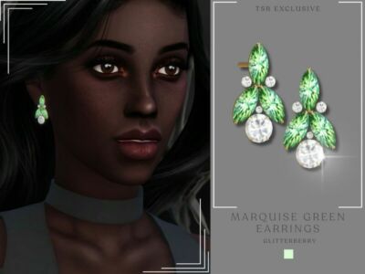 Marquise Green Earrings By Glitterberryfly Sims 4 CC