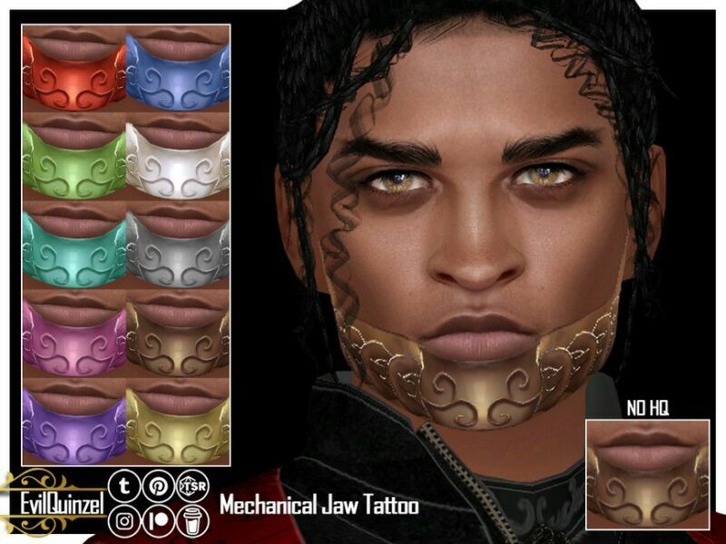 Mechanical JAW Tattoo By Evilquinzel Sims 4 CC