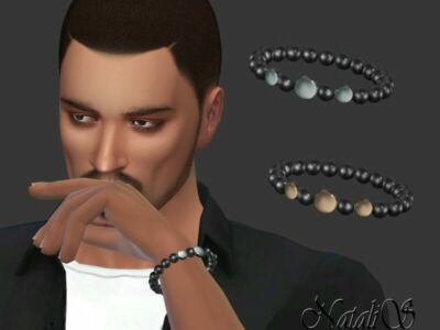 Mens Black Onyx Beads Bracelet By Natalis Sims 4 CC