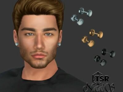 Men’S Flat Round Stud Earring By Natalis Sims 4 CC