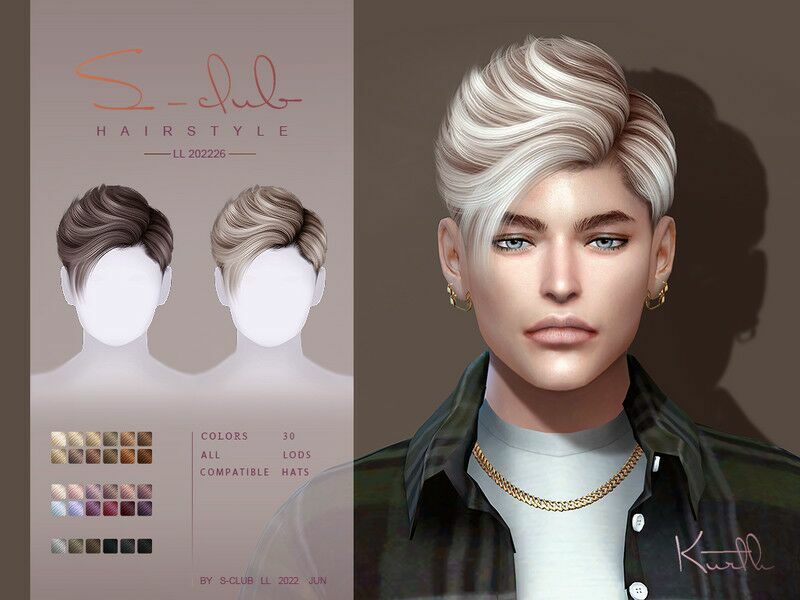 Men’S Short Hair (Kurth) By S-Club Sims 4 CC