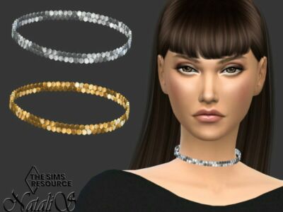 Metal Sequin Double Choker By Natalis Sims 4 CC