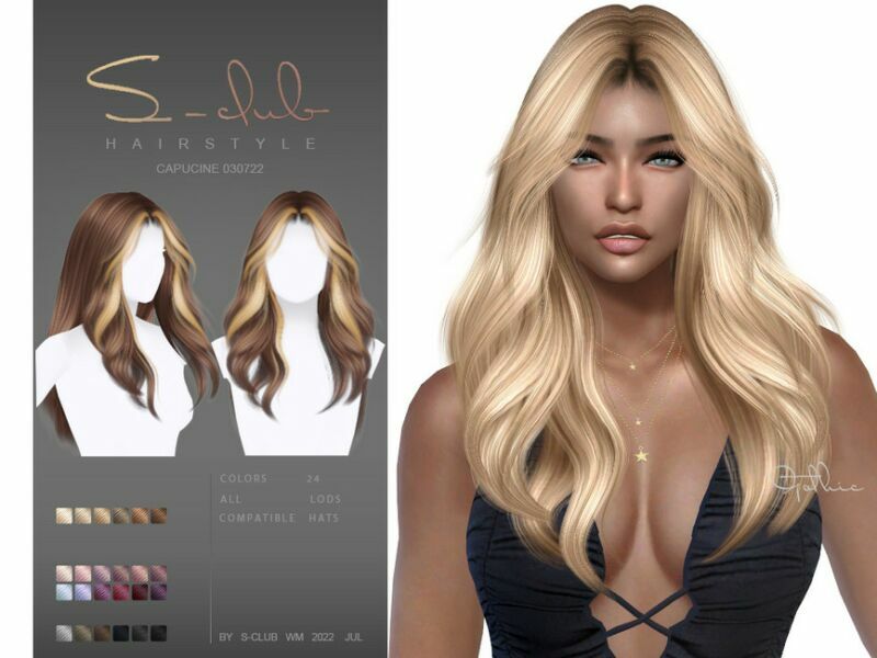 Mi-Long Wavy Hairstyle (Capucine 030722) By S-Club By S-Club Sims 4 CC