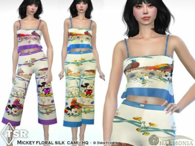 Mickey Floral Silk Cami By Harmonia Sims 4 CC