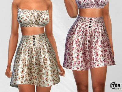 Mini Floral Buttoned Skirts By Saliwa Sims 4 CC