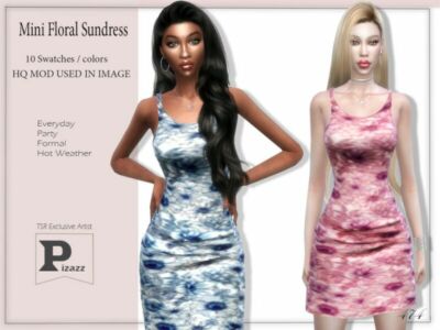 Mini Floral Dress By Pizazz Sims 4 CC