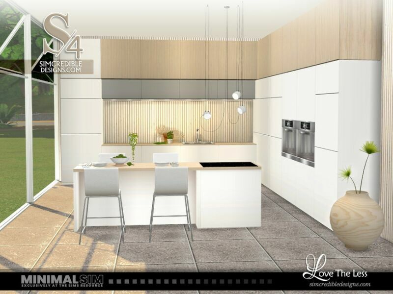 Minimalsim Love The Less Kitchen By Simcredible! Sims 4 CC