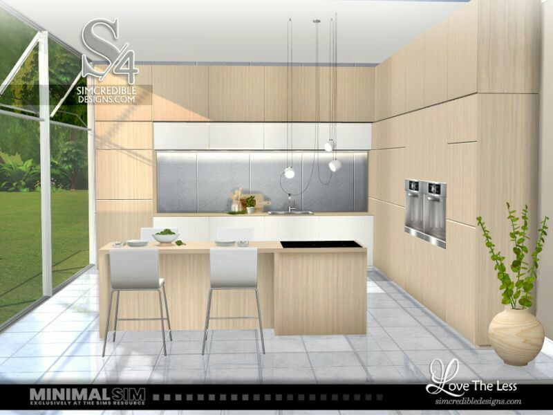 sims 4 cc minimalsim love the less kitchen by simcredible 2