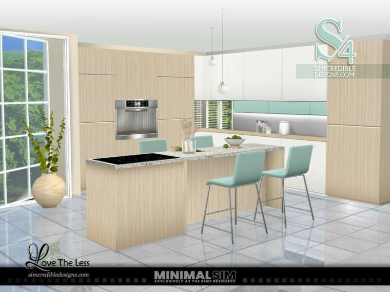 sims 4 cc minimalsim love the less kitchen by simcredible 3