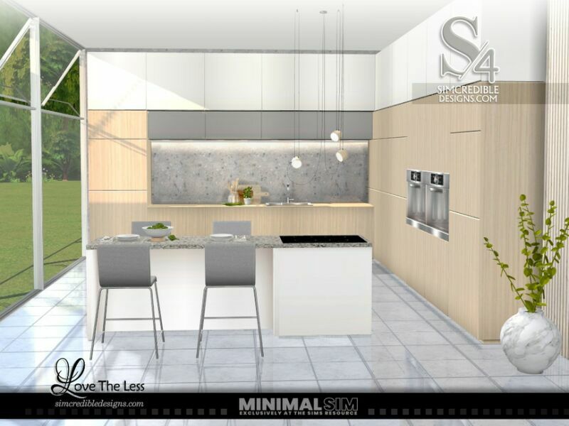 sims 4 cc minimalsim love the less kitchen by simcredible 4