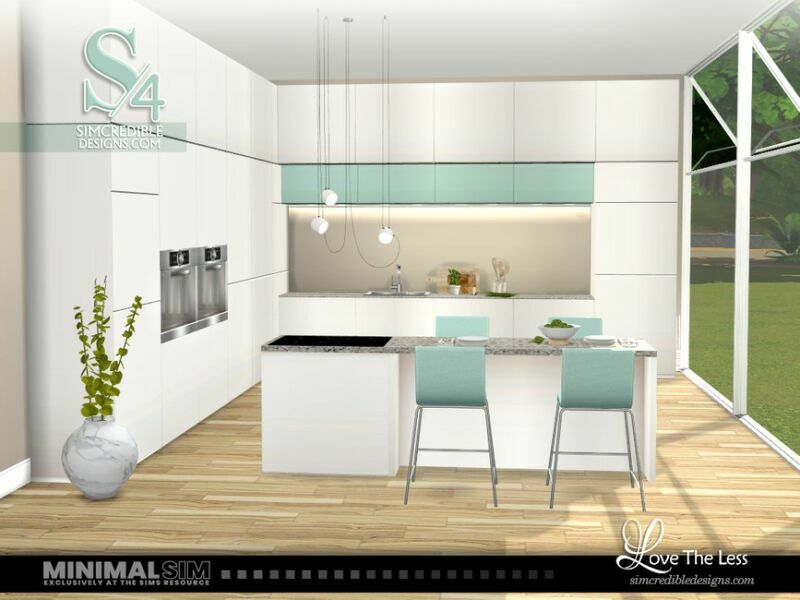 sims 4 cc minimalsim love the less kitchen by simcredible 7