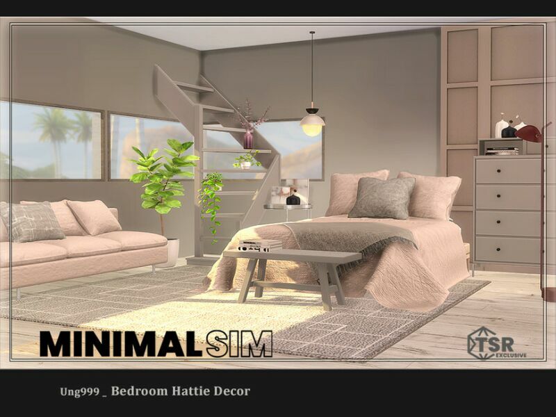 Minimalsim_Bedroom Hattie Decor By UNG999 Sims 4 CC