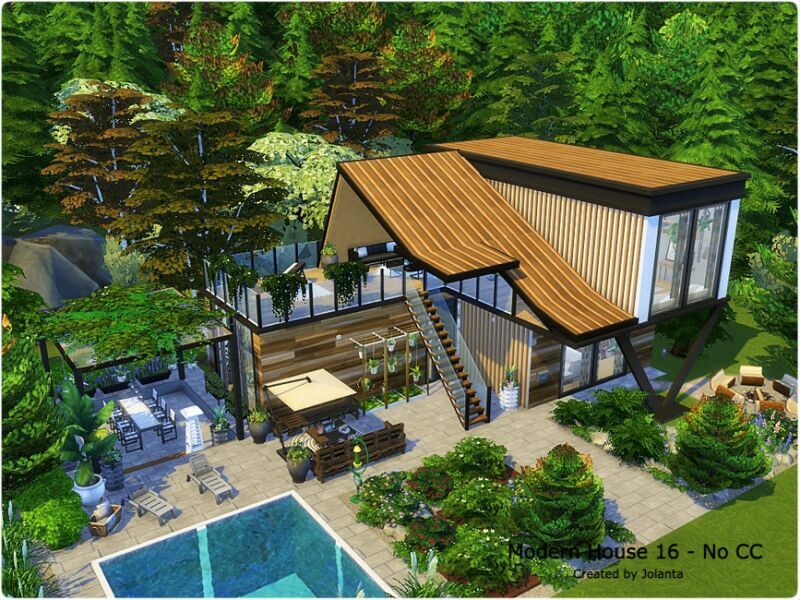 Modern House 16 – NO CC By Jolanta Sims 4 CC