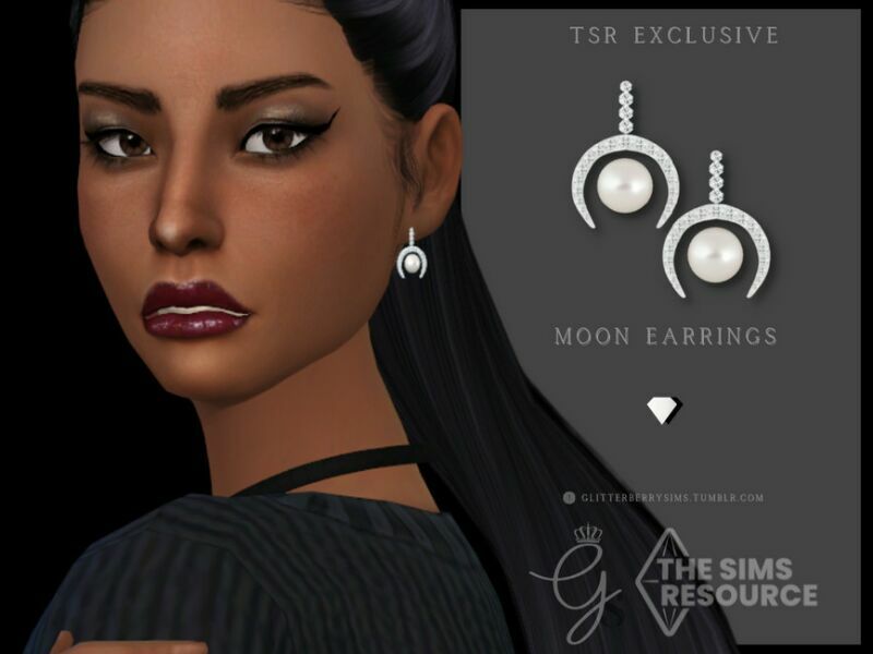 Moon Earring By Glitterberryfly Sims 4 CC