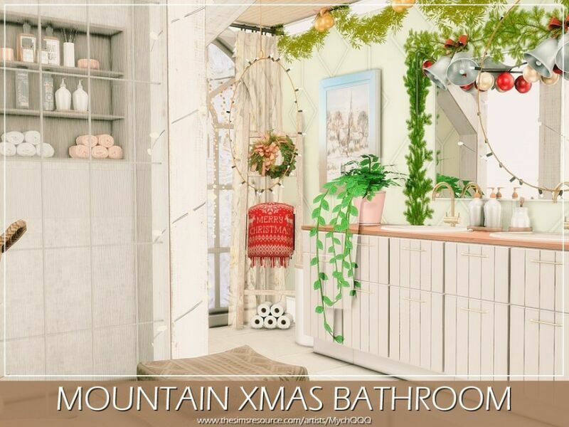 sims 4 cc mountain xmas bathroom by mychqqq 2