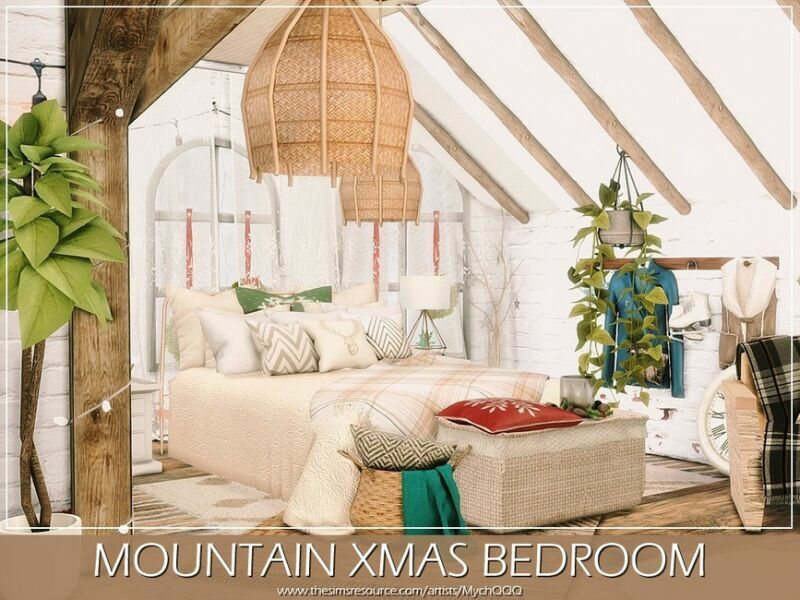 sims 4 cc mountain xmas bedroom by mychqqq 2