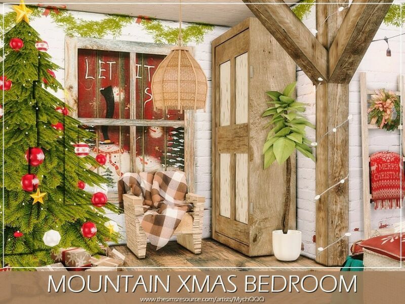 sims 4 cc mountain xmas bedroom by mychqqq 5