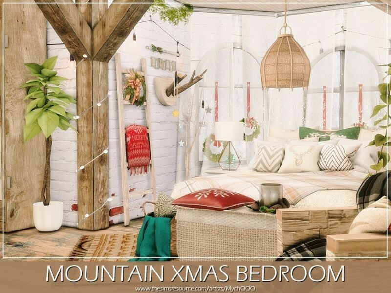 sims 4 cc mountain xmas bedroom by mychqqq 6