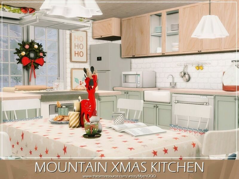 sims 4 cc mountain xmas kitchen by mychqqq 2