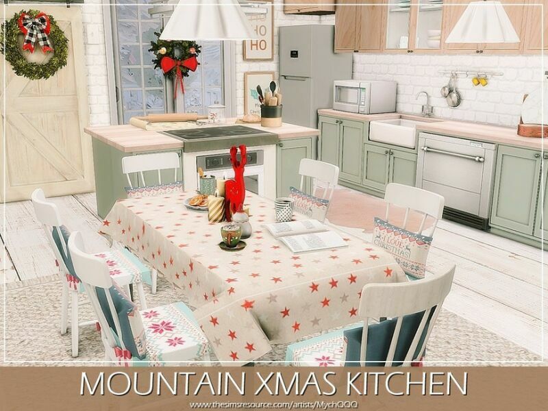 sims 4 cc mountain xmas kitchen by mychqqq 3