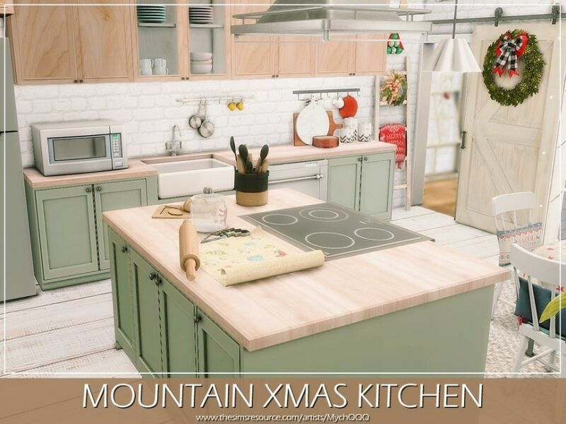 sims 4 cc mountain xmas kitchen by mychqqq 4