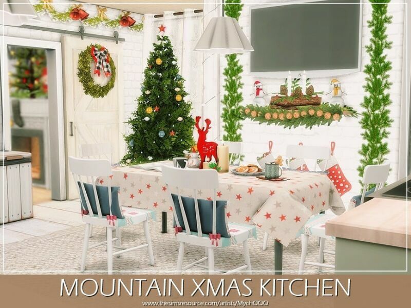 sims 4 cc mountain xmas kitchen by mychqqq 5