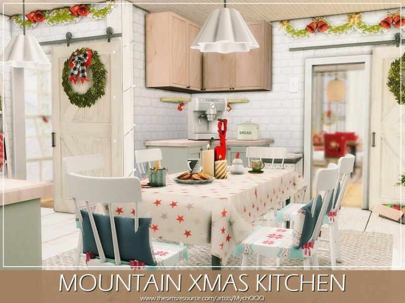 sims 4 cc mountain xmas kitchen by mychqqq 6