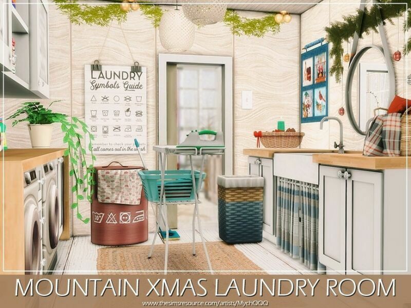 sims 4 cc mountain xmas laundry room by mychqqq 2