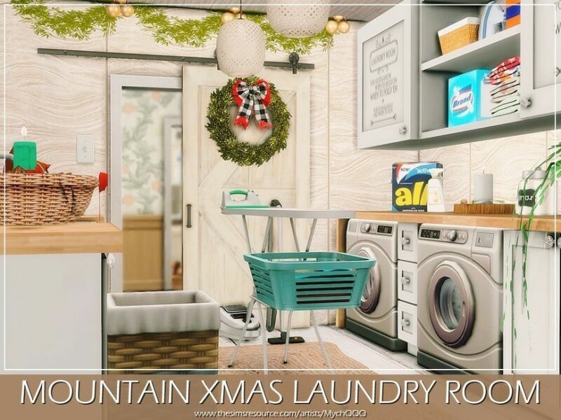 sims 4 cc mountain xmas laundry room by mychqqq 3