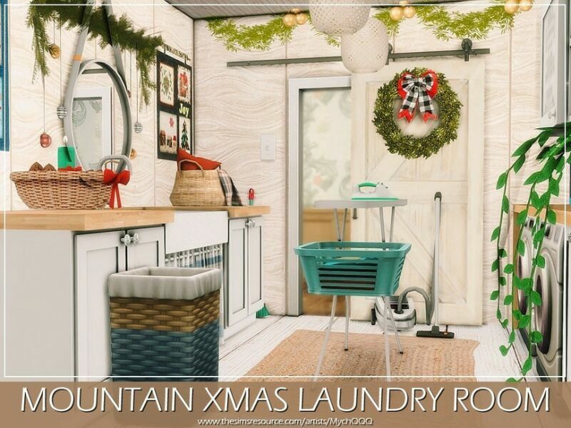 sims 4 cc mountain xmas laundry room by mychqqq 4