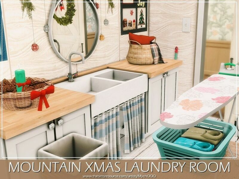 sims 4 cc mountain xmas laundry room by mychqqq 6