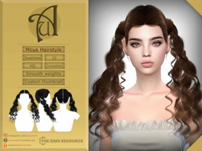 Moya – Curly Pigtails Hairstyle By Aurummusik Sims 4 CC