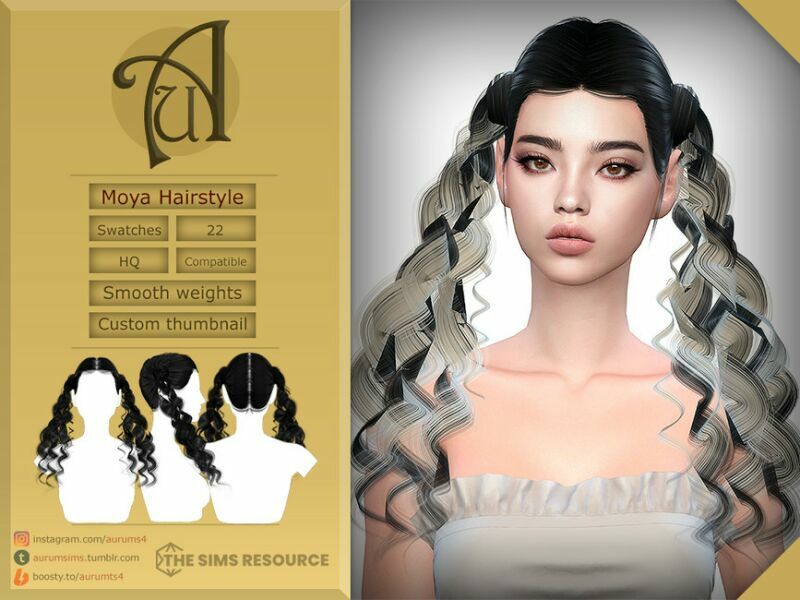 sims 4 cc moya curly pigtails hairstyle by aurummusik 2