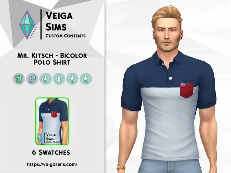 MR. Kitsch – Bicolor Polo Shirt Sims 4 CC