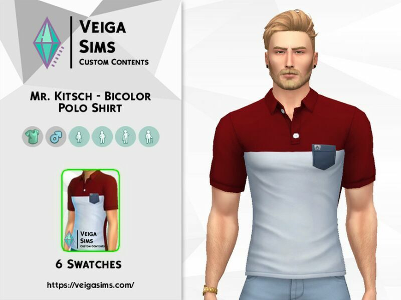 sims 4 cc mr kitsch bicolor polo shirt 2