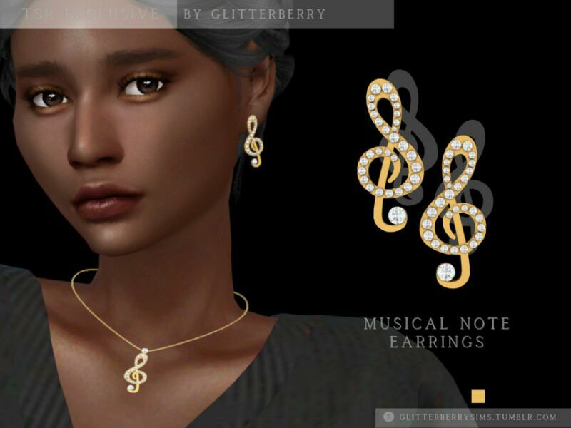 Musical Note Earrings By Glitterberryfly Sims 4 CC