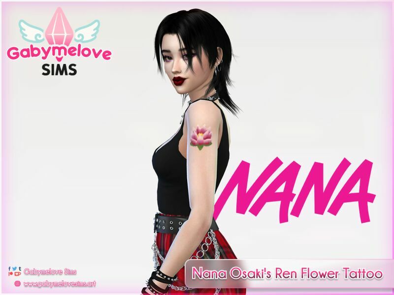 Nana Osaki’S REN (Lotus) Flower Tattoo Sims 4 CC