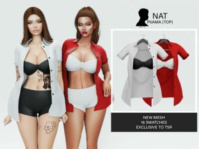 NAT (Pijama – TOP) Sims 4 CC