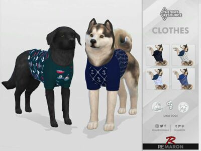 Navy Shirt 01 For Large Dogs By Remaron Sims 4 CC