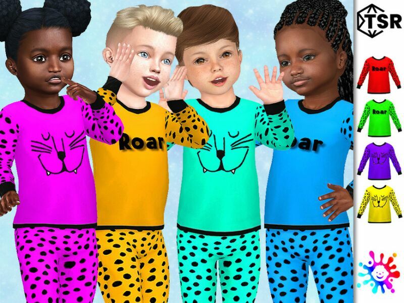 Neon Cheetah Pajamas TOP By Pelineldis Sims 4 CC