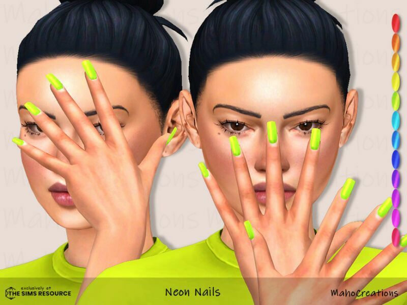 Neon Nails By Mahocreations Sims 4 CC